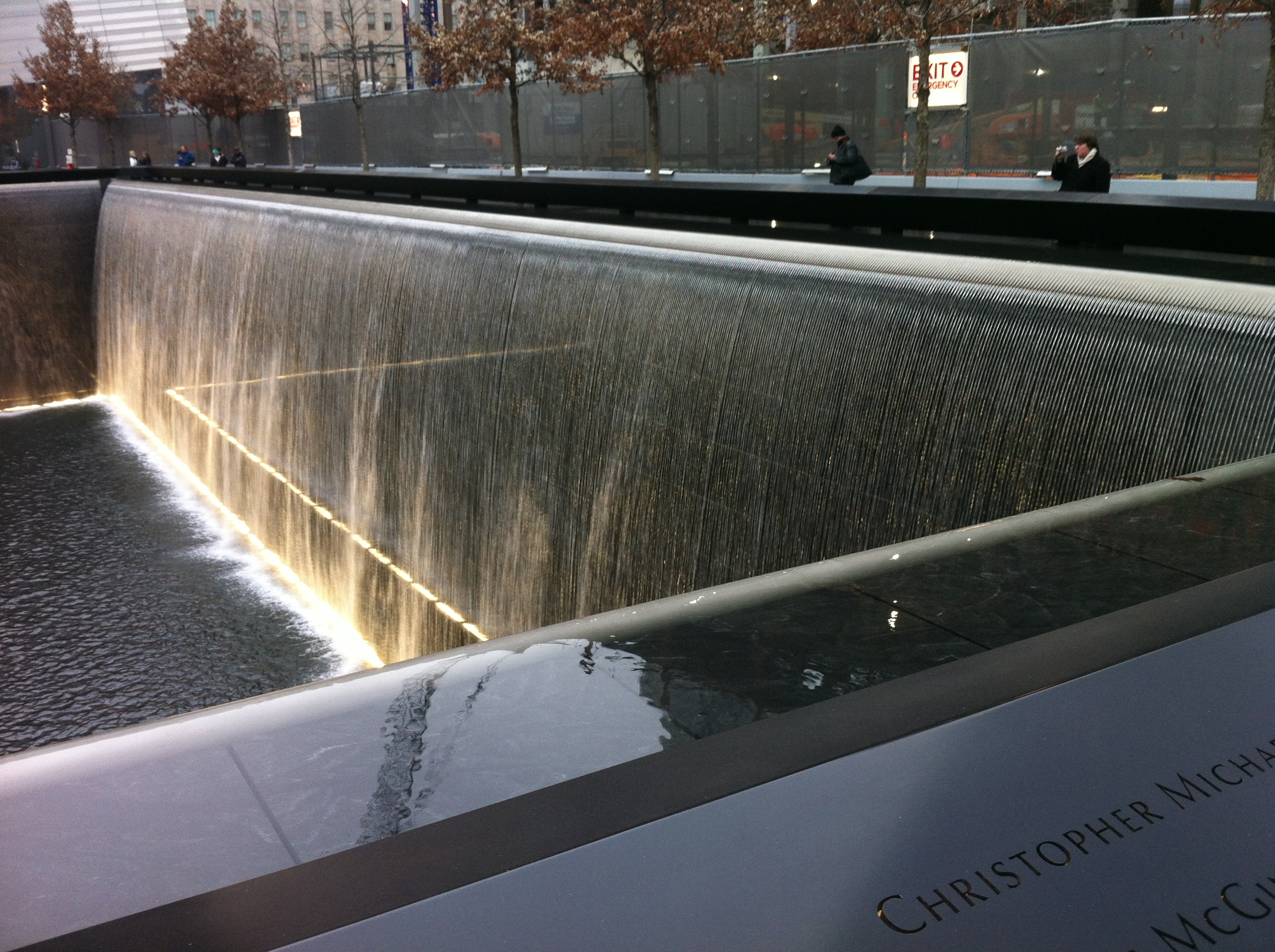 11 Sep 2012. Located at the site of the former World Trade Center, the National September 11  Memorial has two huge, square fountains that mark the.